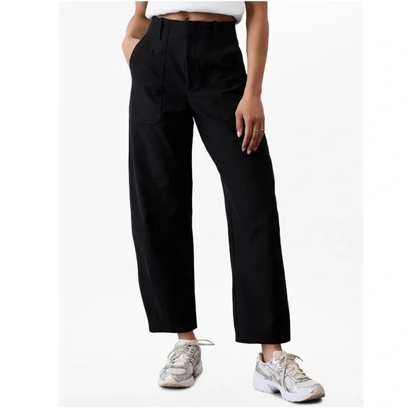 NWOT Athleta Skyline High Rise Barrel leg Pant | Black - Picture 2 of 10